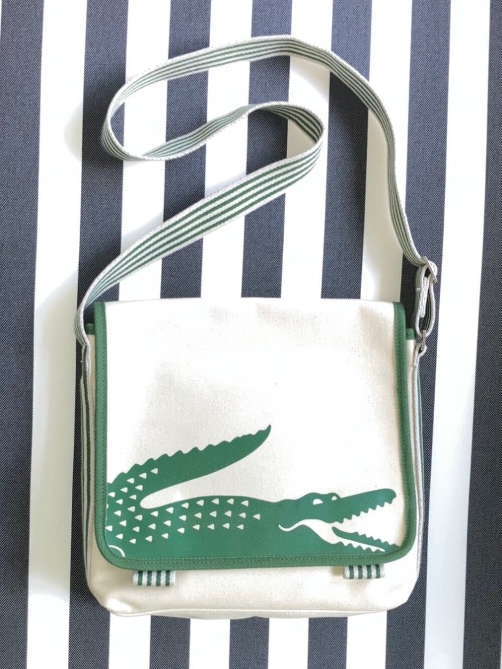 Lacoste Classic Messenger Bag Olive Green / Khaki with crocodile logo